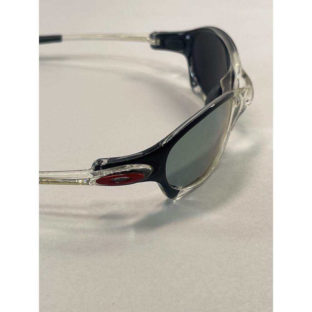 Oakley Sport Sunglasses Black Clear Frame Red Icons w/ Case - Picture 4 of 10